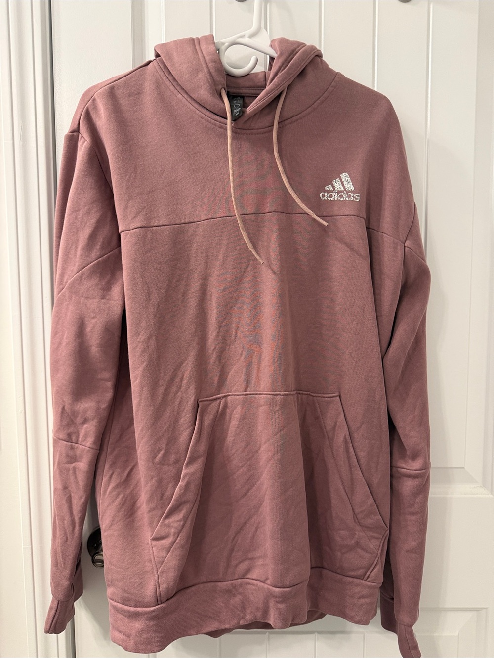 adidas Rose Pink Pullover Hoodie Large